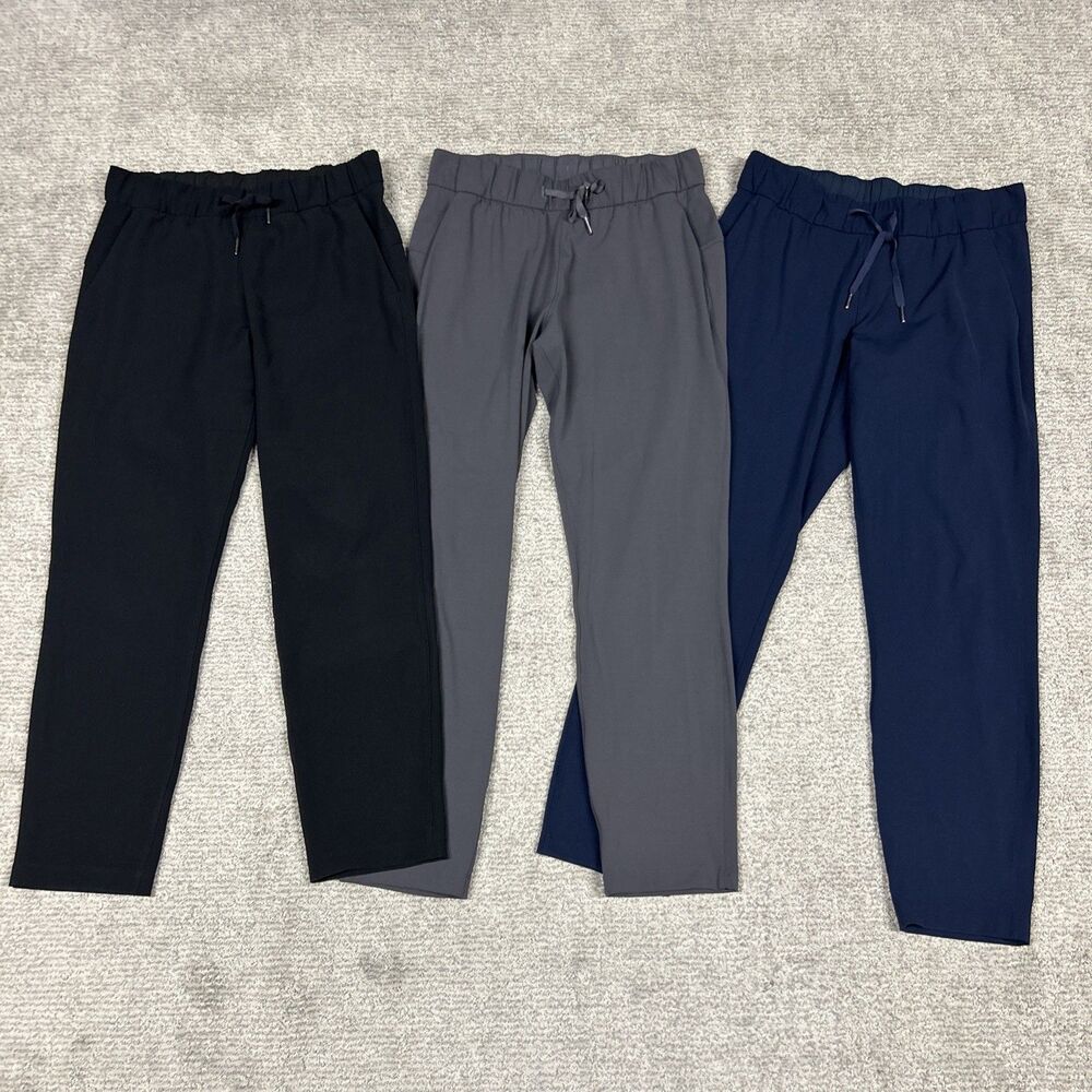Lululemon On The Fly 7/8 Pants Womens 6 Black Gray Navy Pockets Stretch Lot 3